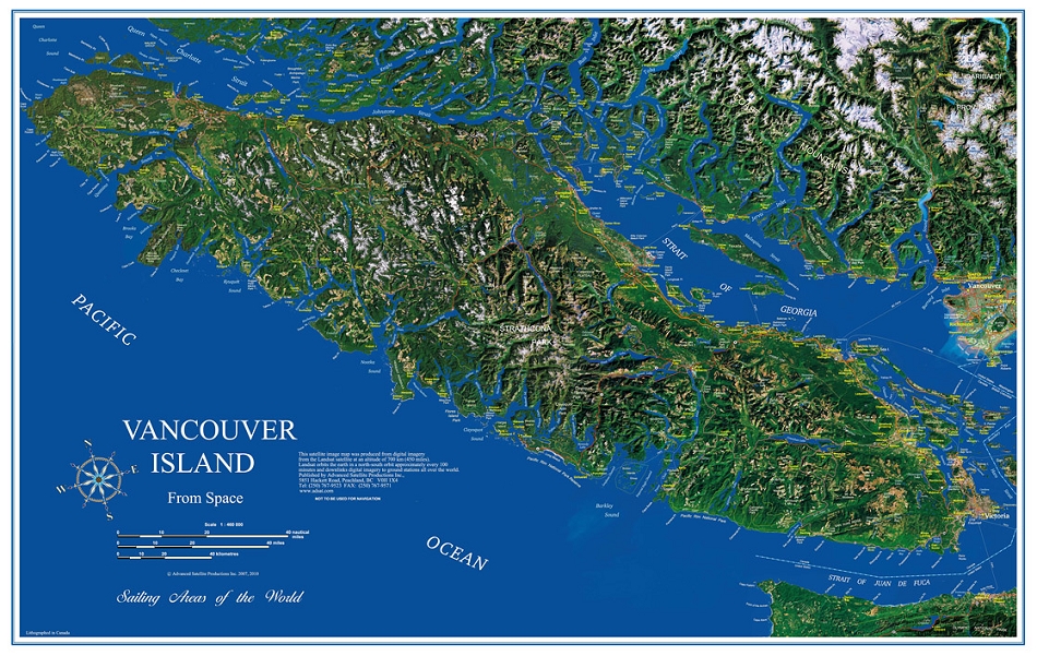 Vancouver Island Satellite Map 1 vancouver island sat map